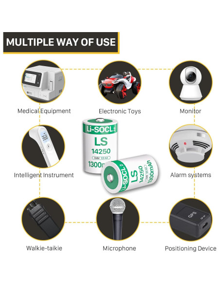 10 Baterías de Litio 3.6V 1/2AA BOANV para Dispositivos