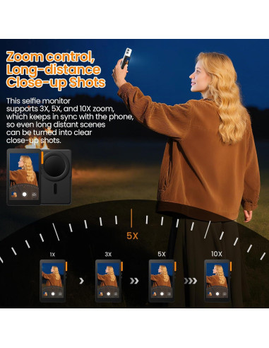 Monitor Selfie KZO X40F Inalámbrico 10.7x6.7cm HD para Vlog