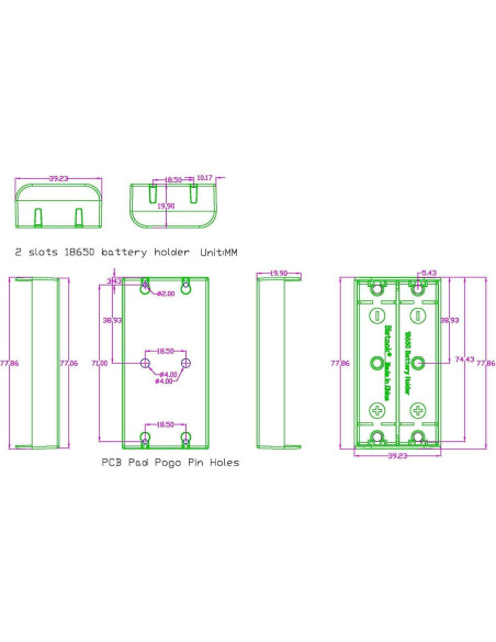 Soporte de Batería 18650 Bistook 4-Pack para PCB