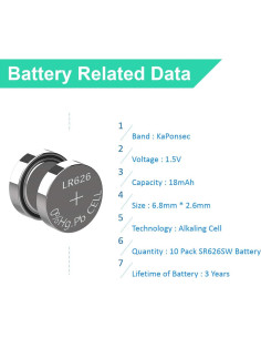 Paquete de 10 Baterías de Botón SR626SW 1.5V para Reloj 2