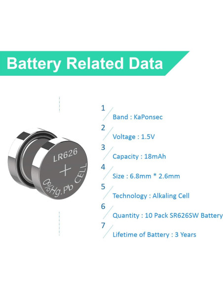 Paquete de 10 Baterías de Botón SR626SW 1.5V para Reloj