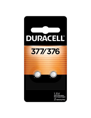 Baterías de botón Duracell 376/377, 2 unidades, larga duración