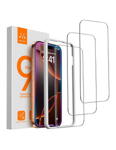 Protector de Pantalla Mkeke para iPhone 16 Pro 6.3" - Paquete de 3 Vidrio Templado 9H