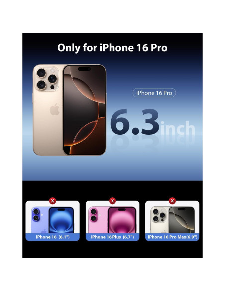 Protector de Pantalla Mkeke para iPhone 16 Pro 6.3" - Paquete de 3 Vidrio Templado 9H