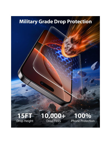 Protector de Pantalla Mkeke para iPhone 16 Pro 6.3" - Paquete de 3 Vidrio Templado 9H