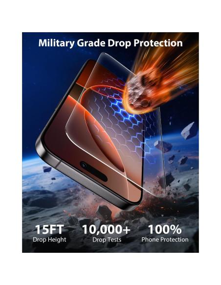 Protector de Pantalla Mkeke para iPhone 16 Pro 6.3" - Paquete de 3 Vidrio Templado 9H