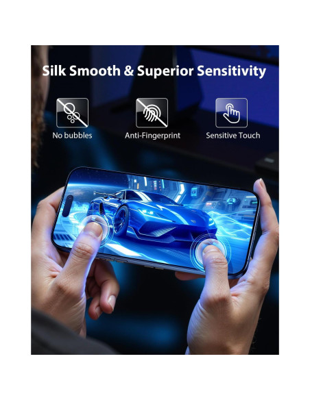 Protector de Pantalla Mkeke para iPhone 16 Pro 6.3" - Paquete de 3 Vidrio Templado 9H