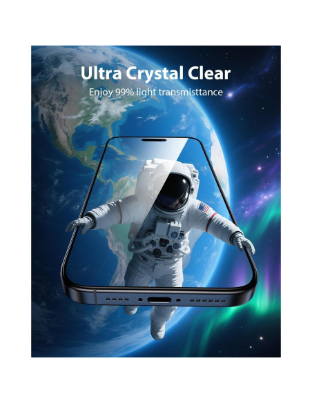 Protector de Pantalla Mkeke para iPhone 16 Pro 6.3" - Paquete de 3 Vidrio Templado 9H