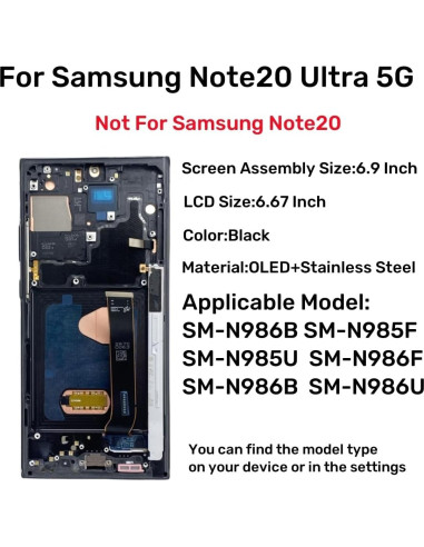 Pantalla OLED Reemplazo Samsung Galaxy Note 20 Ultra 5G Negro