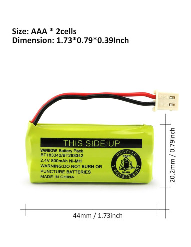 Batería Ni-MH VANBOW BT183342 800mAh Paquete 3 Compatible