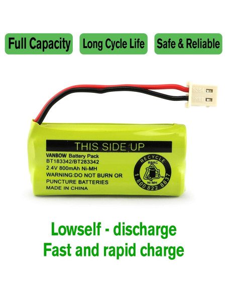 Batería Ni-MH VANBOW BT183342 800mAh Paquete 3 Compatible