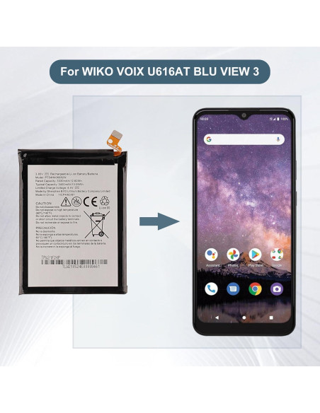 Batería de Reemplazo PT34H406082J 3400mAh para WIKO VOIX
