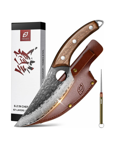 Cuchillo de Chef Emojoy 16 cm Acero Damasco 67 Capas Negro