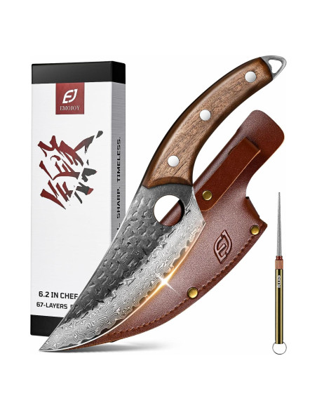 Cuchillo de Chef Emojoy 16 cm Acero Damasco 67 Capas Negro