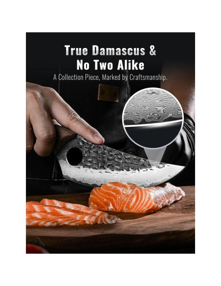 Cuchillo de Chef Emojoy 16 cm Acero Damasco 67 Capas Negro