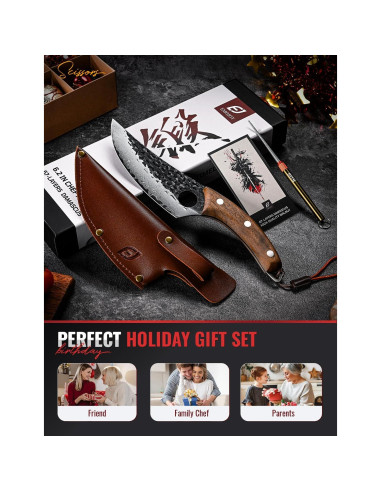 Cuchillo de Chef Emojoy 16 cm Acero Damasco 67 Capas Negro