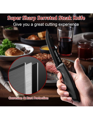 Set de 4 Cuchillos para Carne Ruffulon de Acero Inoxidable