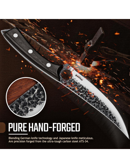 Cuchillo de Deshuesar Huusk 17.8 cm Acero Carbono Ébano