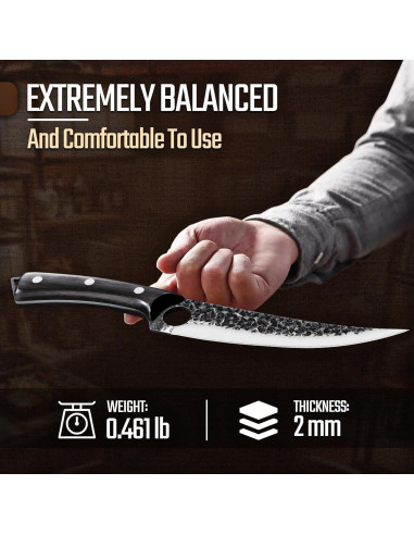 Cuchillo de Deshuesar Huusk 17.8 cm Acero Carbono Ébano