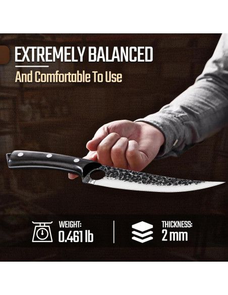 Cuchillo de Deshuesar Huusk 17.8 cm Acero Carbono Ébano