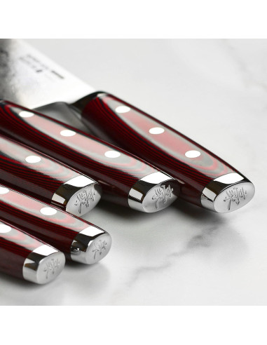 Conjunto de Cuchillos Yaxell Super Gou 7 Piezas Acero Damasco