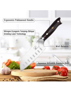 Cuchillo Santoku imarku 5" Acero Inoxidable Alto Carbono 2