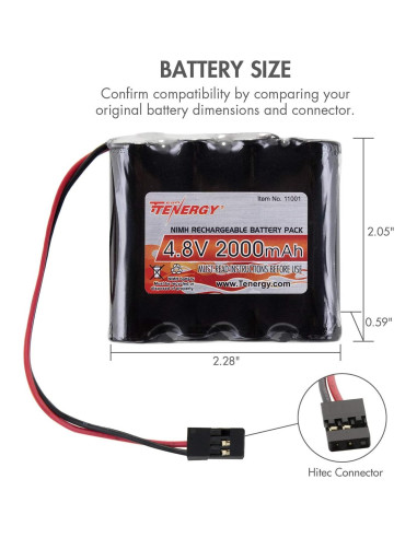 Batería recargable NiMH Tenergy 4.8V 2000mAh Hitec para RC