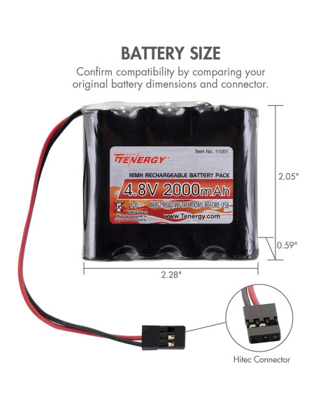 Batería recargable NiMH Tenergy 4.8V 2000mAh Hitec para RC