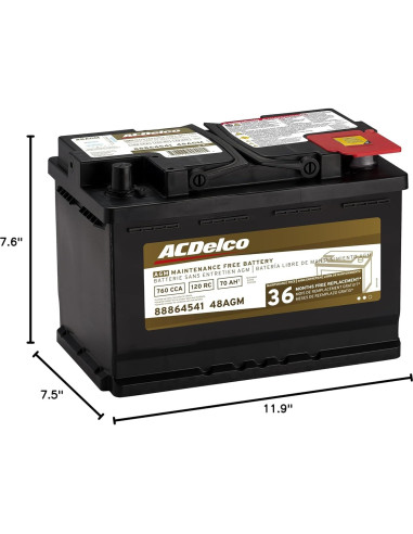 Batería AGM ACDelco 48AGM 70Ah 12V para Vehículos Start/Stop