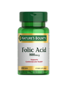 Suplemento Ácido Fólico Nature's Bounty 800mcg 250 Tabletas