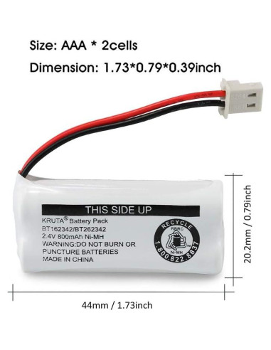 Baterías Inalámbricas Kruta BT162342/BT262342 2.4V 800mAh - Paquete de 2
