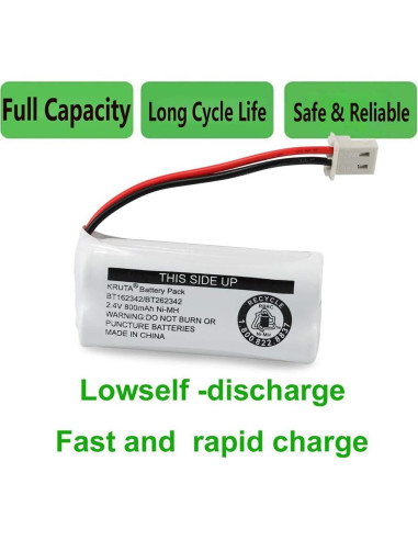 Baterías Inalámbricas Kruta BT162342/BT262342 2.4V 800mAh - Paquete de 2