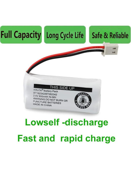 Baterías Inalámbricas Kruta BT162342/BT262342 2.4V 800mAh - Paquete de 2