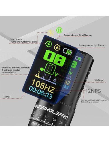 Máquina de Tatuaje Inalámbrica Wormhole AQUILA 1800mAh