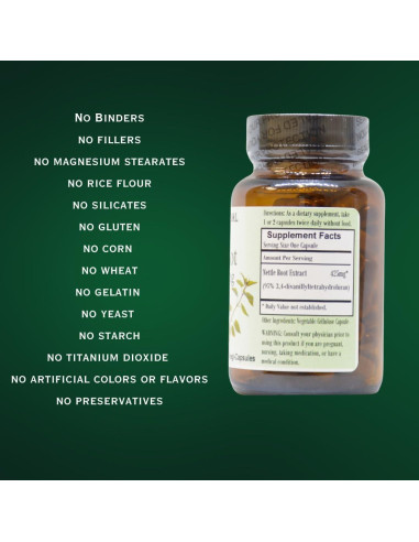 Extracto de Raíz de Ortiga Barlowe's 425mg 60 Cápsulas Veganas