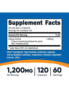 Cápsulas de Cissus Quadrangularis Nutricost 1200mg 120 Unidades 2