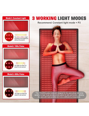 Alfombra de Terapia de Luz Roja GMOWNW 180x79cm 1280 LEDs