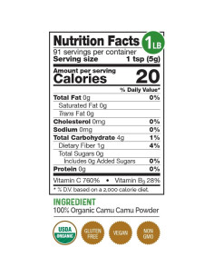 Polvo de Camu Camu Orgánico HerbaZest 454g - Vegano y Sin Gluten 2