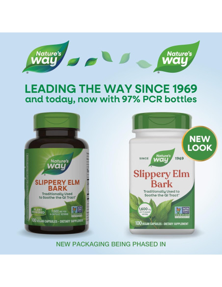 Corteza de Olmo Resbaladizo Nature's Way 100 Cápsulas Veganas