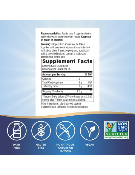 Corteza de Olmo Resbaladizo Nature's Way 100 Cápsulas Veganas