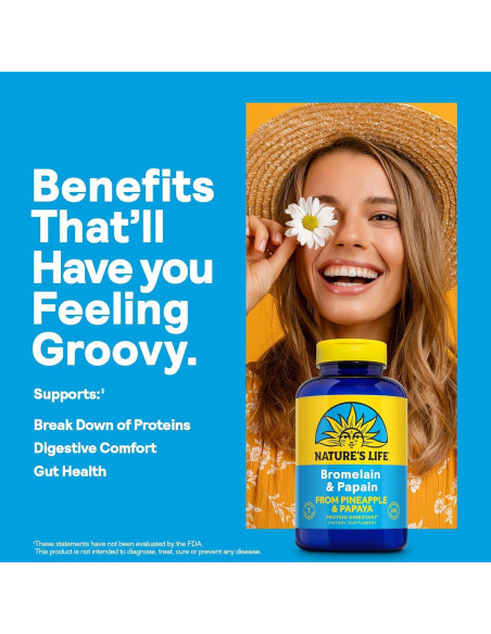 Bromelina y Papaína Vida Natural - Enzimas Digestivas 250 Cápsulas