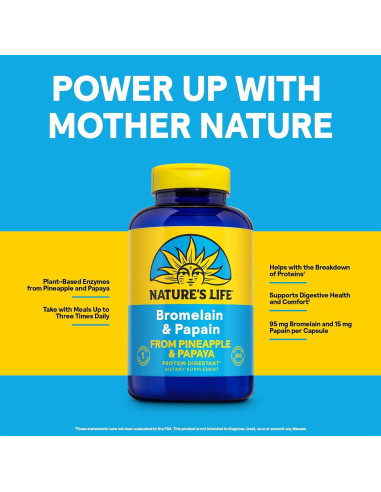 Bromelina y Papaína Vida Natural - Enzimas Digestivas 250 Cápsulas