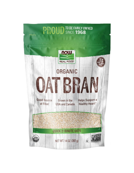 Salvado de Avena Orgánico NOW Foods 396g - Fuente de Fibra y Proteína