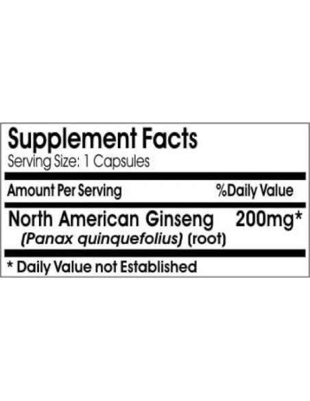 Ginseng Americano 200mg 200 Cápsulas Naturetition Sin Aditivos