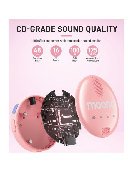 Micrófono Lavalier Inalámbrico MAONO WM620 Rosa 48kHz