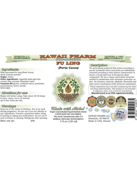 Extracto Líquido Sin Alcohol Fu Ling Hawaii Pharm 60 ml