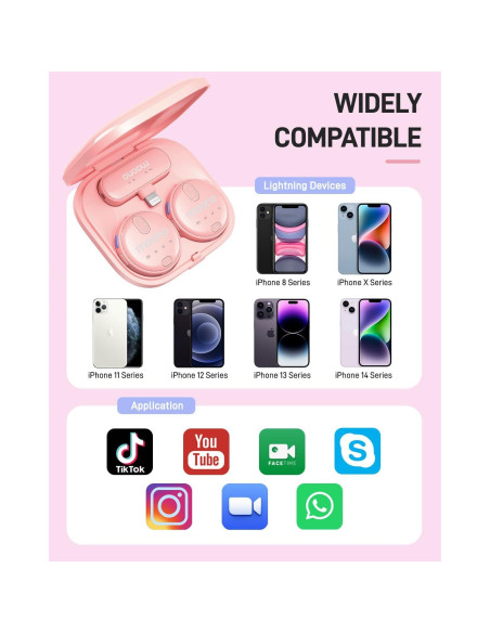 Micrófono Lavalier Inalámbrico MAONO WM620 Rosa 48kHz