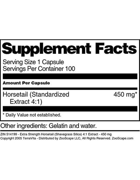 Extracto de Cola de Caballo TerraVita 450 mg 100 Cápsulas