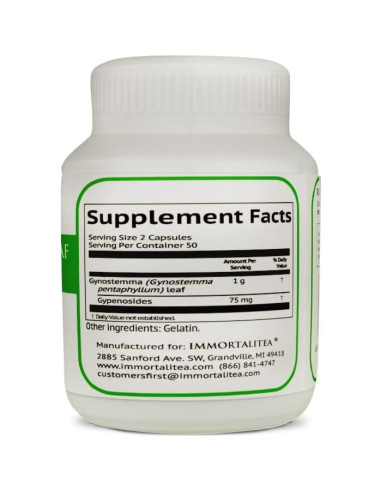 Cápsulas de Gynostemma Immortalitea 500mg - Suplemento Natural