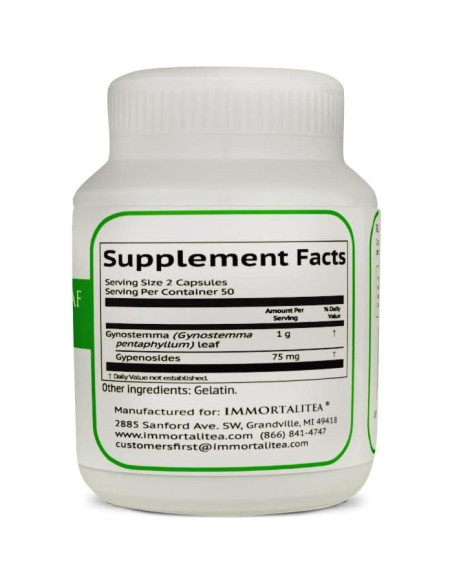 Cápsulas de Gynostemma Immortalitea 500mg - Suplemento Natural